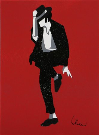 LODOLA MARCO (n. 1955) The popstar Michael Jackson. Serigrafia con floccaggio...