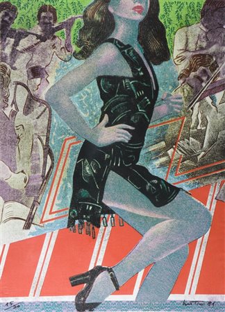 BERTINI GIANNI (1922 - 2010) Flamenco. serigrafia su tela. Cm 80x60.