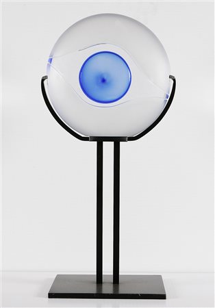 ANONIMO Sasso con occhio blu. Vetro. Cm 29x27. Certificato di garanzia a cura...