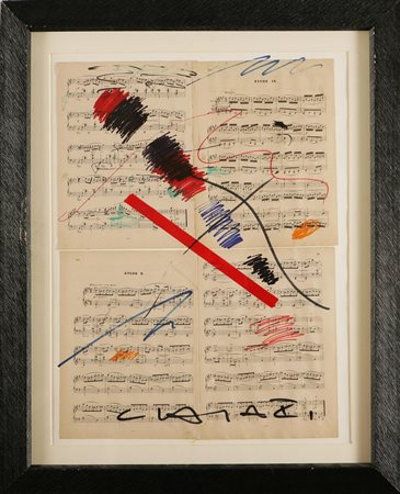 CHIARI GIUSEPPE (1926 - 2007) Spartiti 4. Collage su carta. Cm 50x70. Firma...