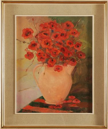 NANNELLI GIOVANNI (n. 1968) Fiori. Olio su cartone telato. Cm 40x50. Firma in...