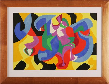 PIQUERAS JORGE Senza titolo. Tempera su cartone. Cm 54,5x37,5. Firma in basso...