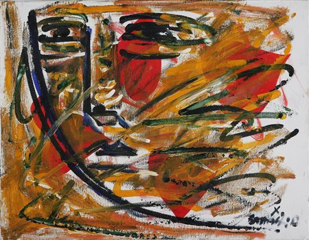 BATTAGLIA XANTE (n. 1943) Senza titolo. Olio su tela. Cm 45x35. Al retro...