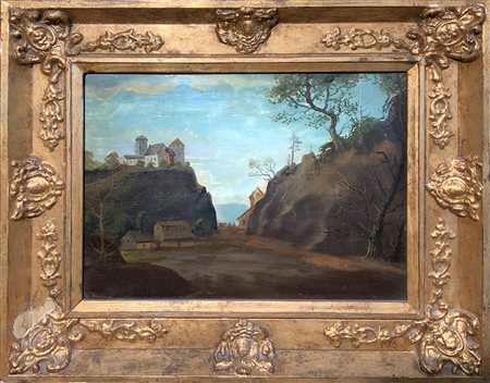 Pittore olandese della fine del XVIII secolo. Paesaggio. 30x40, Olio su rame....