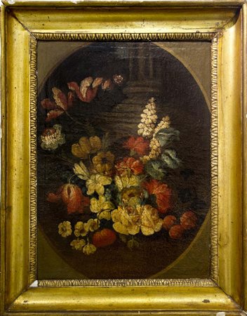 Pittore italiano del XVIII secolo. Natura morta di fiori. 50x36, olio su tela...