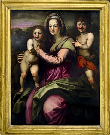 Pittore italiano del XVI secolo, cerchia Andrea Del Sarto. Madonna con...