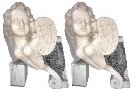 Coppia di angeli in marmo. Sicilia XVIII secolo.