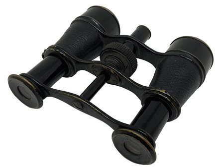 Binocolo nero in pelle, fine XIX secolo.
