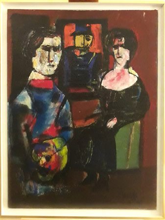 PAJETTA GUIDO - FIGURE IN POSA ACCANTO AL RITRATTO DEL GENERALE