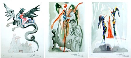SALVADOR DALÌ, In groppa a Gerione, Verso l'albero della legge, Gli Angeli dell'Empireo (lotto unico con tre opere)