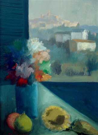 EDMONDO GIULIANI, Fiori e paesaggio, c. 1970