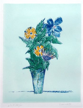 GIOVANNI OMICCIOLI, Fiori nel bicchiere, 1971