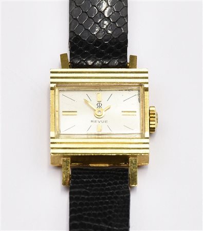 OROLOGIO DA DONNA IN ORO GIALLO 18 K MARCA REVUE Svizzera, anni Cinquanta mm...