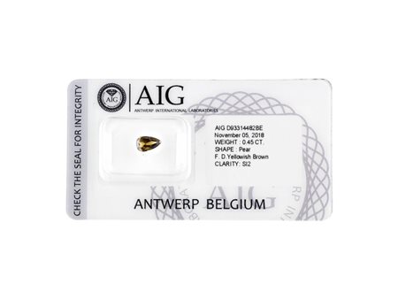DIAMANTE FANCY DI CT 0.45 taglio a goccia, colore fancy deep yellowish brown,...
