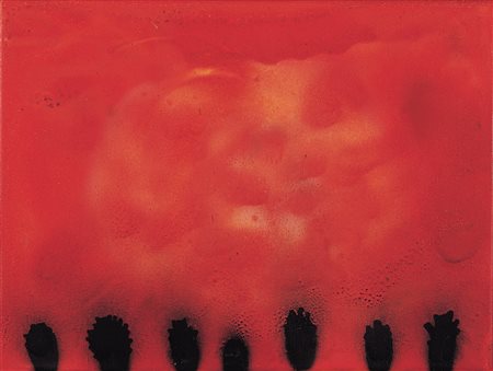 OTTO PIENE Bad Laasphe 18/04/1928 Strange figures, 2008 olio su tela cm....
