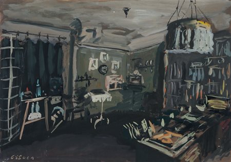 GIANCARLO OSSOLA Milano 1935 Studio d'interno, 2003 tempera su carta intelata...