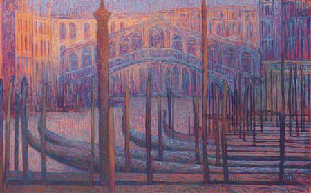 FABIO AGUZZI Milano 14/03/1953 Bricole di Rialto olio su tela cm. 100x160,...