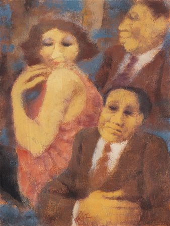 REMO SQUILLANTINI Stia (Ar) 1920 - Firenze 06/08/1996 Figure, anni '80 olio...