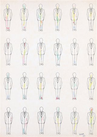 RENATO MAMBOR Roma 04/12/1936 Uomini, 1963 tecnica mista su cartone cm....