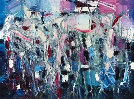 MAX ODDONE Alessandria 26/02/1974 Fenicotteri rosa, 2002 olio su tela cm....