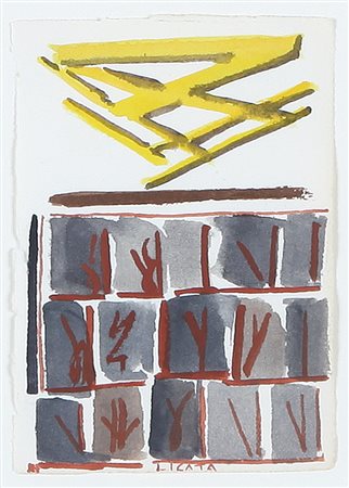 RICCARDO LICATA Torino 20/12/1929 Senza titolo tecnica mista su carta a mano...