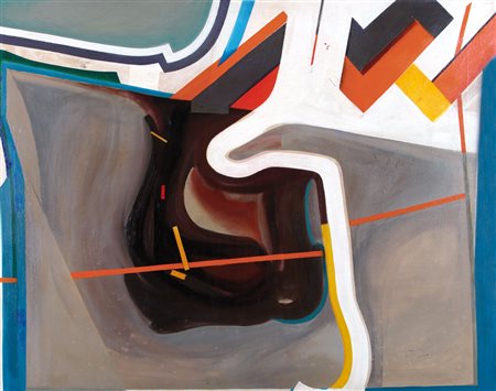 LUCIA STERLOCCHI Senza titolo, 1968 olio su tela cm. 90x115, firma al retro...