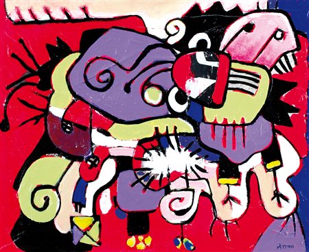 ANTOH Napoli 18/05/1960 Bioenergetics, 2012 olio e collage su tela cm. 50x60,...