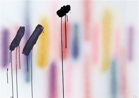 ENNIO FINZI Venezia 1931 Senza titolo, anni '80 acrilico su carta cm. 70x100,...