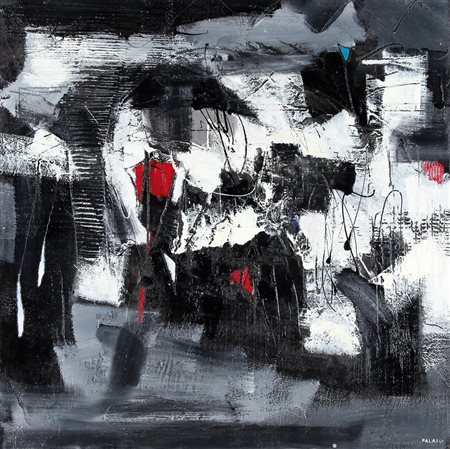 DIEGO PALASGO Noale (VE) 1954 Notte in città, 1995 polimaterico su tavola cm....