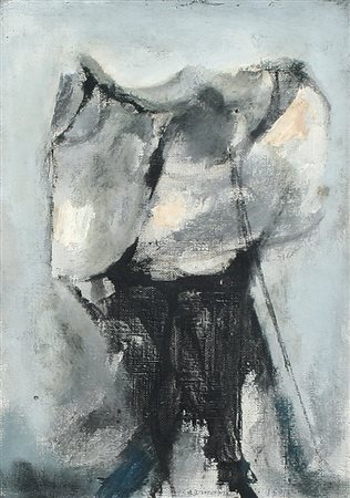 ARTURO CARMASSI Lucca 02/07/1925 Senza titolo, 1955 olio su tela cm. 35x24,5;...