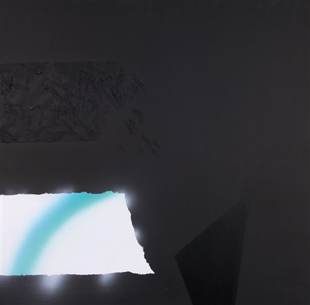 ENNIO FINZI Venezia 1931 Neroiride, 1986 acrilici su tela cm. 100x100, firma,...