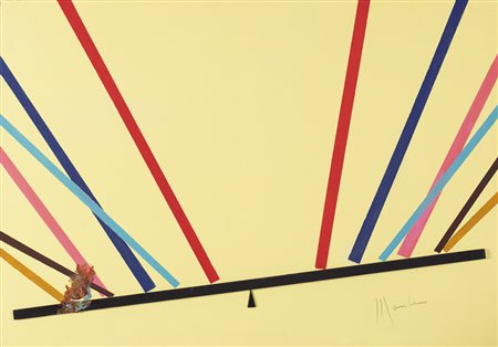 ALDO MONDINO Torino 04/10/1938 - 10/03/2005 Le bilance, 1969 tecnica mista su...