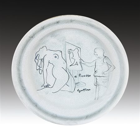 RENATO GUTTUSO Bagheria (Pa) 02/01/1912 - Roma 17/01/1987 A Picasso piatto in...