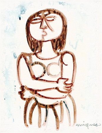 GIUSEPPE MIGNECO Messina 09/02/1908 - Milano 28/02/1997 Figura china colorata...