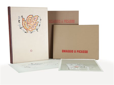 AUTORI VARI Omaggio a Picasso cartella di 9 litografie e acqueforti su carta...