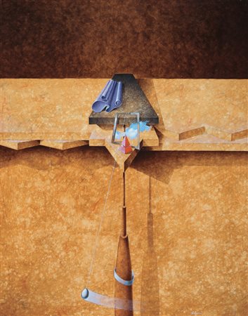 FRANCESCO STEFANINI Versilia 1948 Uovo pendulo, 1986 pigmenti e olio su...