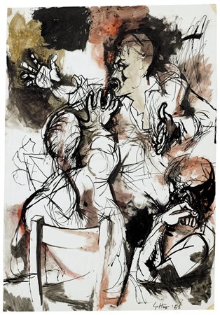 RENATO GUTTUSO Bagheria (Pa) 02/01/1912 - Roma 17/01/1987 La discussione,...