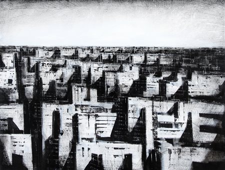 JONATHAN GUAITAMACCHI Londra 1961 Metropoli, 2002 olio su carta applicata su...