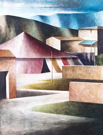 MARCELLO SCUFFI Tizzana (Pt) 1948 Il circo, 1996 olio su tela cm. 100x70,...