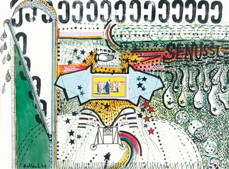 CARLO HOLLESCH Pola 1926 - Venezia 1978 Senussi, 1967 china e acquerello su...