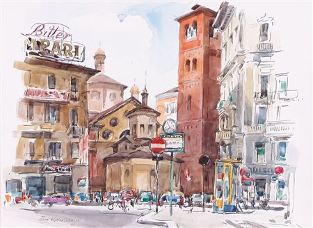 EMILIO KALCHSCHMIDT Intra (No) 1902 - 1983 Milano, 1970 acquerello su...