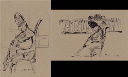 MAX MARRA Paola 28/07/1950 Alto prelato, 2001 carboncino su carta cm. 50x32,...