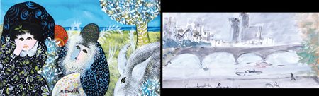 AUTORI VARI RAIMONDO CARDELLI La nostra isola olio su tela cm. 30x50, firma...