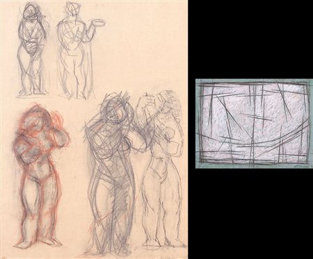 AUTORI VARI CRISTOFORO DE AMICIS Figure, 1969 matita e sanguigna su carta cm....