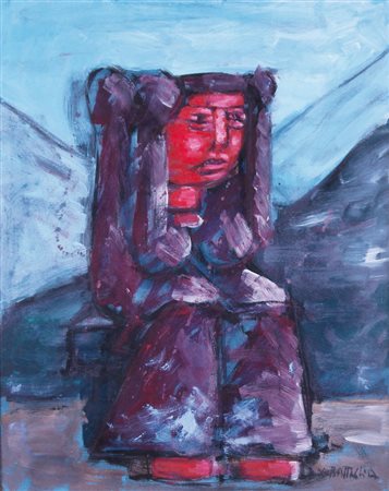 XANTE BATTAGLIA Gioia Tauro 12/10/1943 Arcaico olio su tela cm. 50x40, firma...