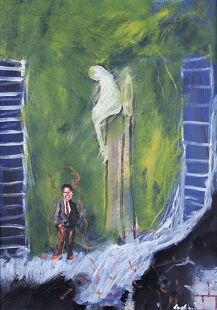 DANIELE CUDINI 1968 Senza titolo tecnica mista su cartone cm. 69x49, firma in...