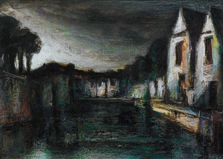 ROBERTO BERTOLA Torino 07/06/1921 Finestra sul mare tecnica mista (olio e...