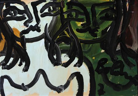 GUSTAVO BOLDRINI Venezia 1925 - 1988 Volti olio su tela cm. 50x70, firma in...