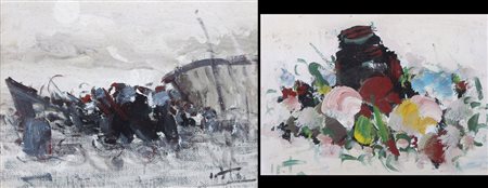 ALVARO DANTI 1911 - 1985 Fortezza, Darsena (1967) olio su tela cm. 30x40,...