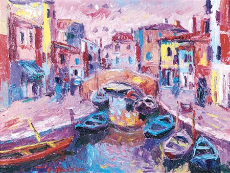DINO COSTANTINI Burano 1940 Rio S. Mauro, Burano, 2004 olio su tela cm....